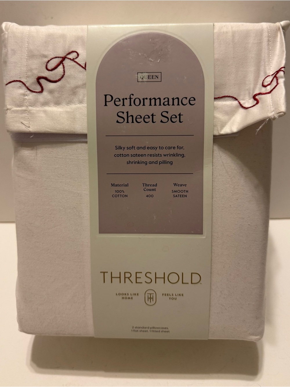 Threshold Performance Sheet Set Queen Love 400 Thread Count 100% Cotton New